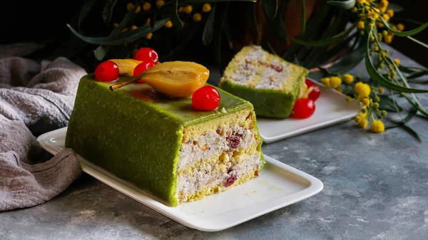 Cassata siciliana, traditional sweet from Palermo and Messina for Easter, Sicily, Italy — Stock Photo, Image