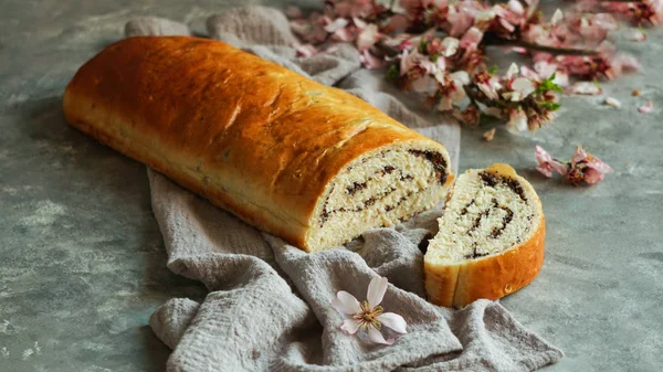 haşhaş çekirdeği bir taş gri yüzey üzerinde roll, çekim