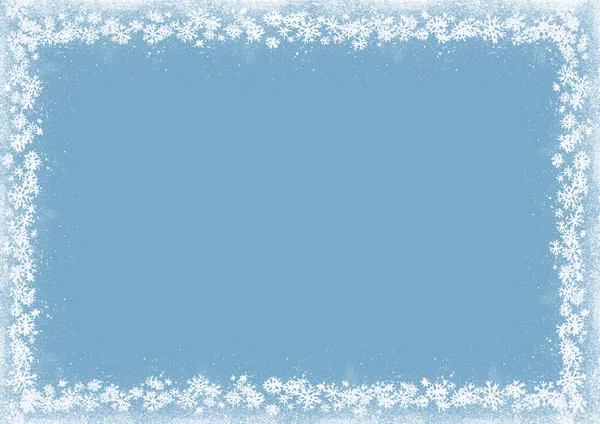 Blue  winter snowfall  watercolor frame for your design, Hand drawn background