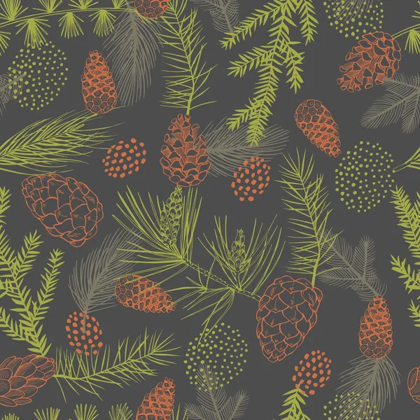 Elle çizilmiş Noel bitkileriyle kusursuz bir desen.