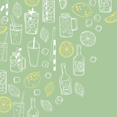 Limonata, yaz içkileri. Vektör arkaplanı