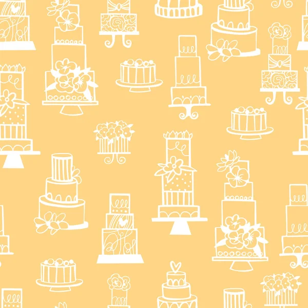 Wedding cakes. Dessert table. Vector  seamless pattern. — Stock Vector