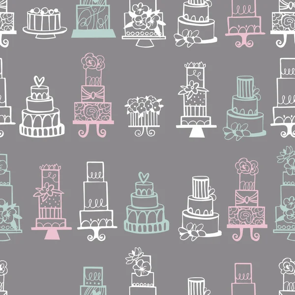 Des gâteaux de mariage. Table de desserts. Modèle sans couture vectoriel . — Image vectorielle