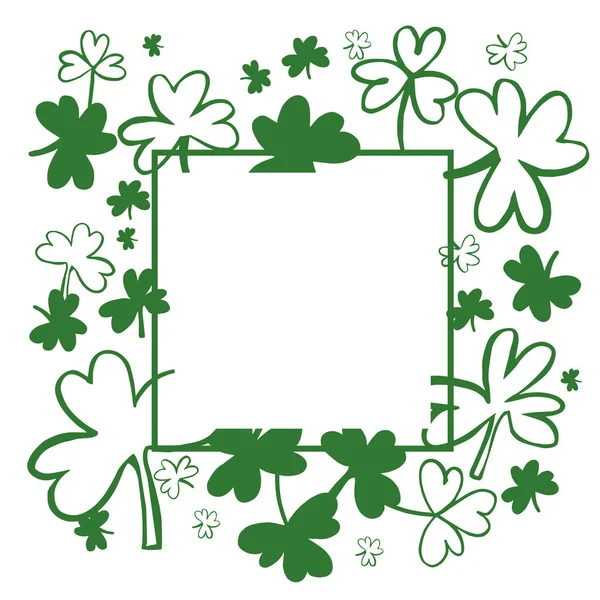 Saint Patrick's Day Vector frame  with Green Clover. — Stock Vector