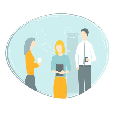 Meslektaşlar iletişim kurdu. Vektör illüstrasyonu.