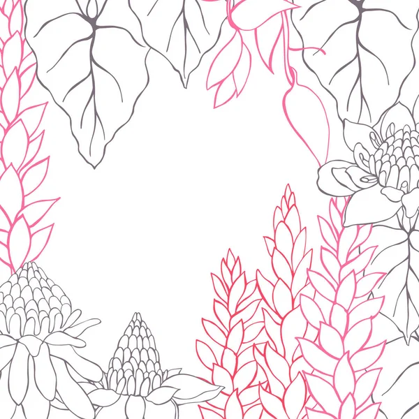 Vektorové pozadí s ručně nakresleny tropickými rostlinami — Stockový vektor
