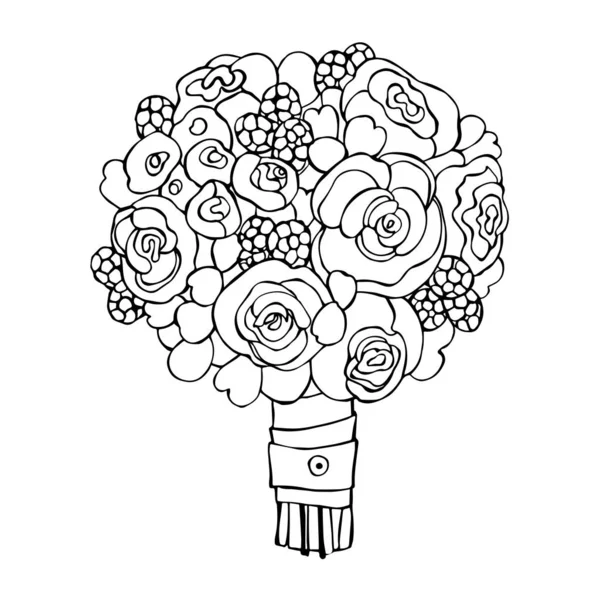 Bouquet de mariage dessiné à la main. Illustration de croquis vectoriels. — Image vectorielle
