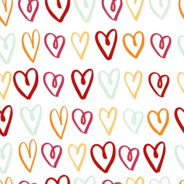 Yürekleri çizilmiş vektör seamless modeli. 