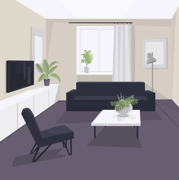 Sala Estar Interior Ilustración Vectorial — Vector de stock