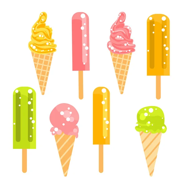 Ice Cream Set White Background Vector Illustration — Stock Vector