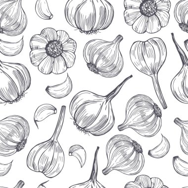 El yapımı sarımsak. Vektörsüz desen.  