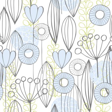 Karalama bitkileriyle vektörsüz desen. 