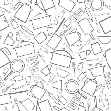 Yemek yapmak için mutfak aletleri. Vektörsüz desen