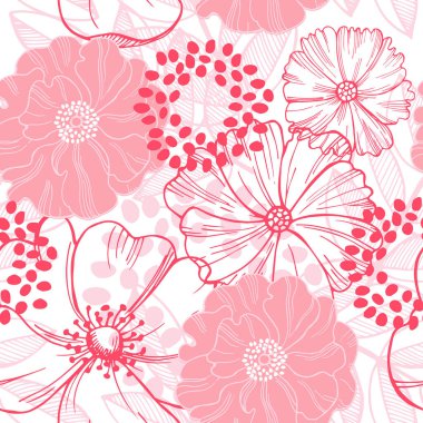 Pembe çiçeklerle kusursuz bir desen