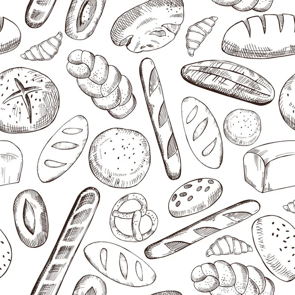 手描きパンとベクトルシームレスパターン — ストックベクタ