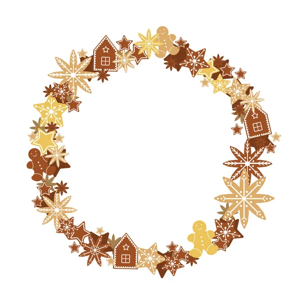 Hand Drawn Christmas Wreath White Background — Stock Vector