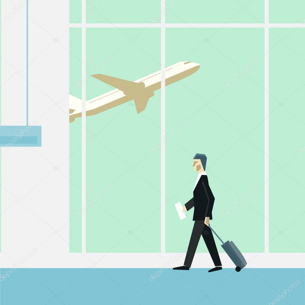 People at the airport. Vector  illustration.