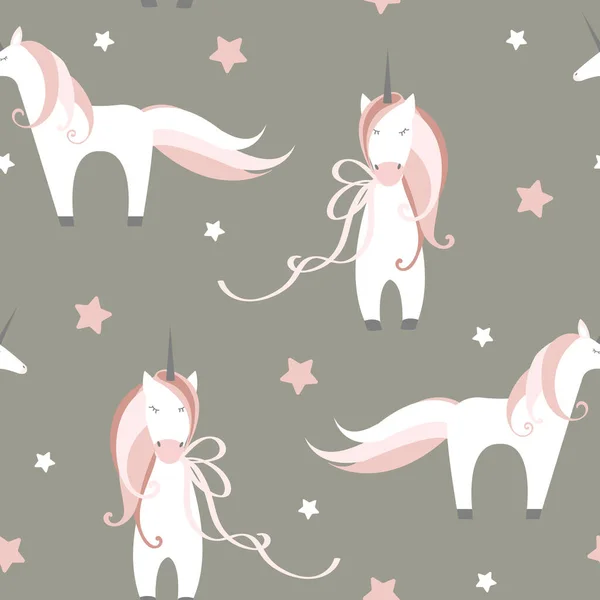 Unicornios Estrellas Patrón Vectorial — Archivo Imágenes Vectoriales