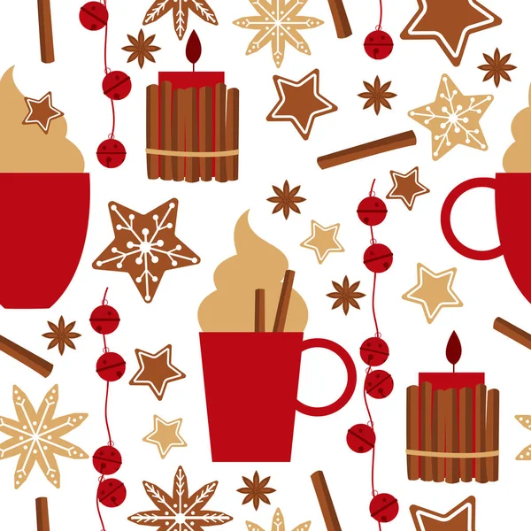 Christmas Background Coffee Cookies Vector — 스톡 벡터