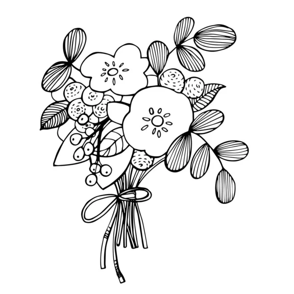 Fleurs Dessinées Main Illustration Vectorielle — Image vectorielle