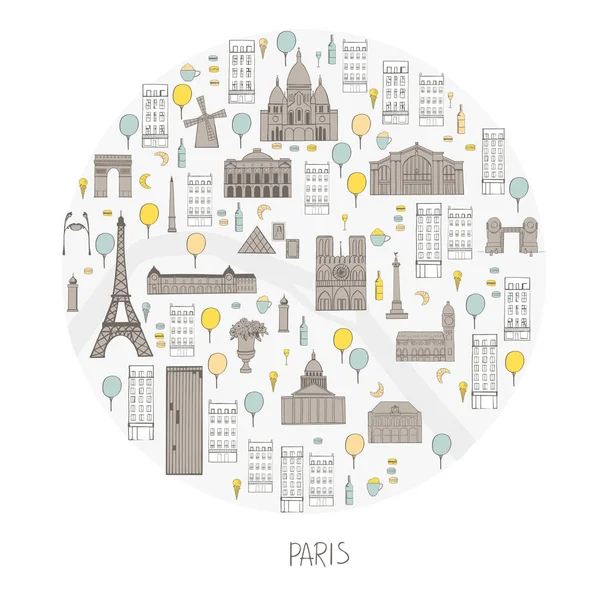 París Marco Redondo Dibujo Vectorial Ilustración — Vector de stock
