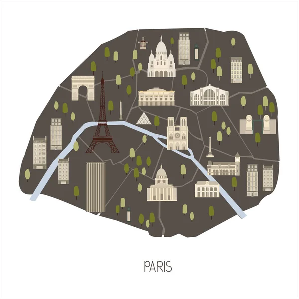 Mapa París Ilustración Vectorial — Vector de stock