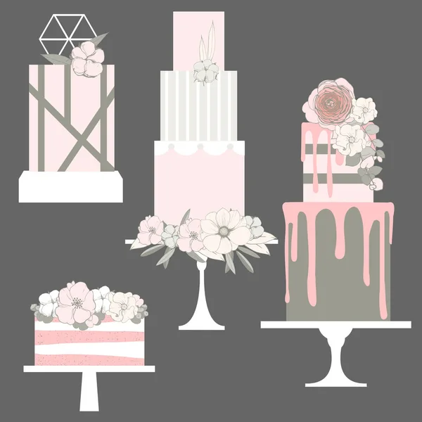 Wedding Cakes Vector Illustration — Stock Vector