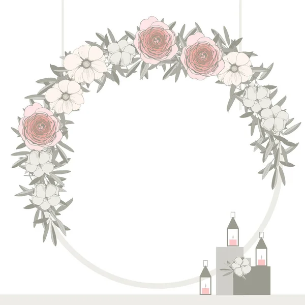 Arco Nuziale Con Fiori Illustrazione Vettoriale — Vettoriale Stock