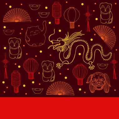 Çin Yeni Yıl vektör arkaplanı