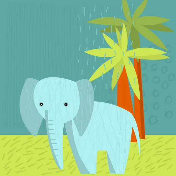 Söt Elefant Vektorillustration — Stock vektor