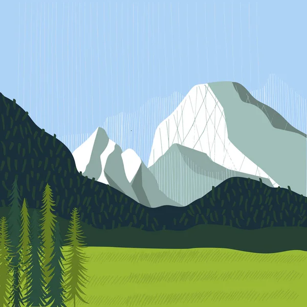 Alpes Paisagem Com Montanhas Ilustração Vetorial —  Vetores de Stock