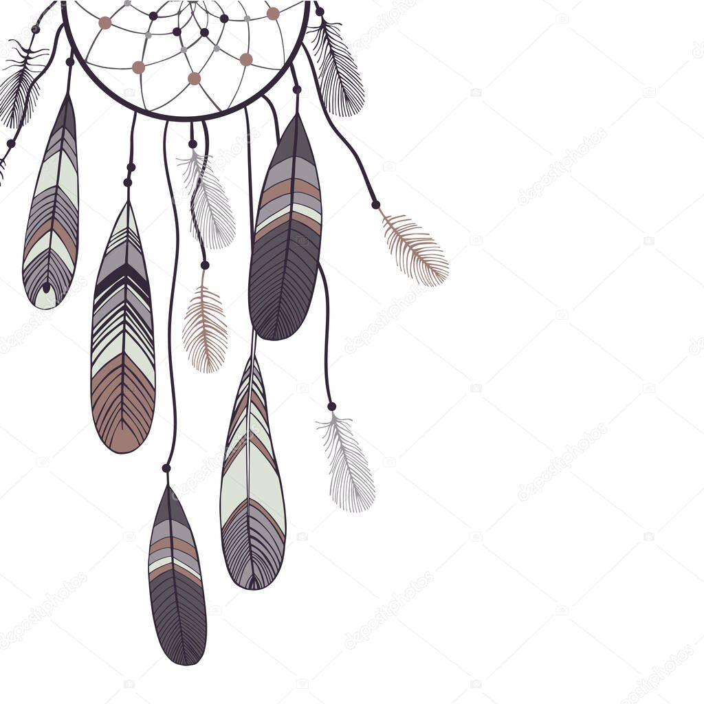 Vector background with dream catcher. 