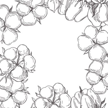 El yapımı pamuk fabrikası olan vektör arkaplan. Çizim çizimi 