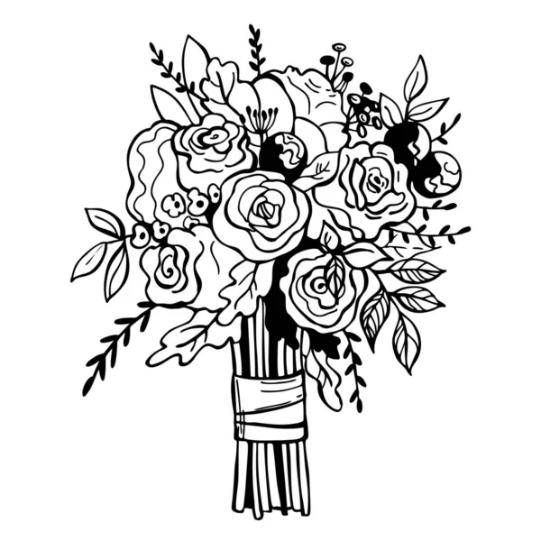 挙式花束を手描き ベクトルスケッチイラスト — ストックベクタ