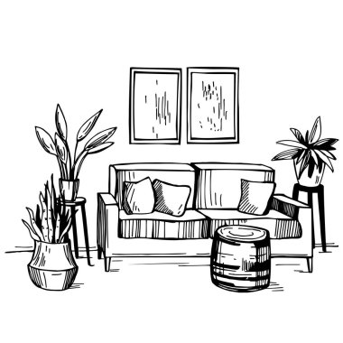 Oturma odasının içinde. Vektör çizimi çizimi.