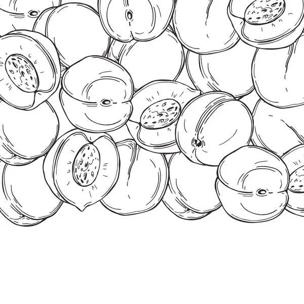 手描き桃のベクトル背景 — ストックベクタ