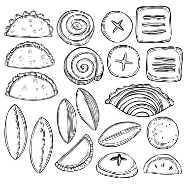 Beyaz arka planda küçük turtalar çizdim. Vektör çizimi çizimi.