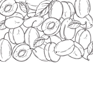 El yapımı erikler. Vektör arkaplanı. Çizim çizimi.