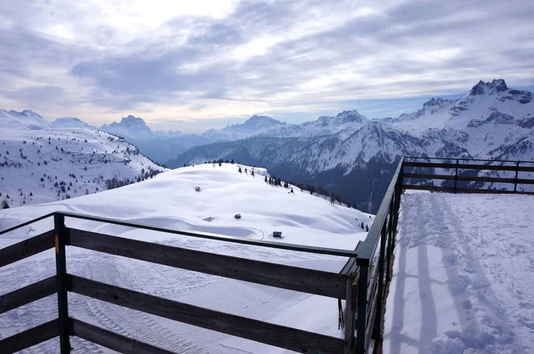 Dolomite Montanhas Perto Arabba Norte Itália Durante Inverno — Fotografia de Stock
