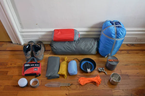 Camping Gear Laid Out In Preparation for a Trip