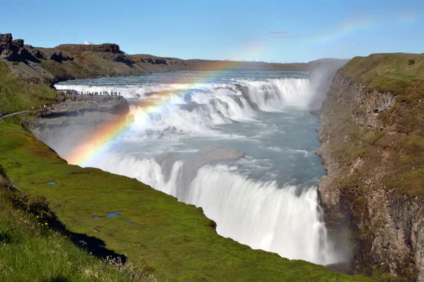 Cachoeira Gullfoss Arco Íris Islândia — Fotografia de Stock