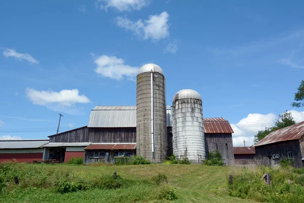 Barn and Grain Silos In Rural America