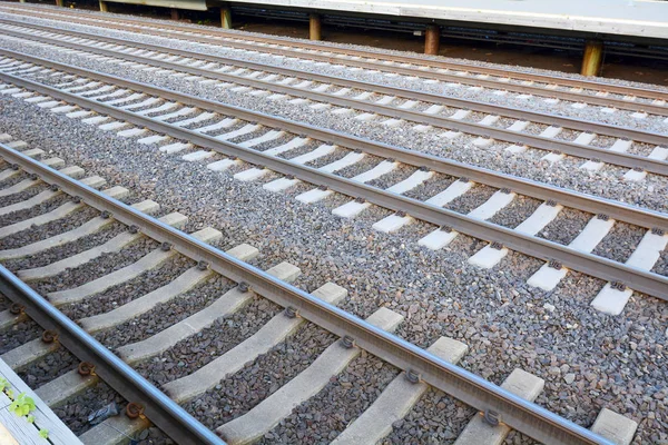 Caminhos Ferro Numa Estação Ferroviária — Fotografia de Stock