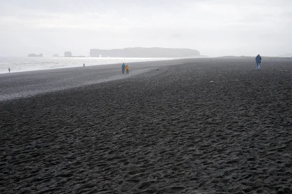 Foggy Black Sand Beach Près Vik Islande — Photo