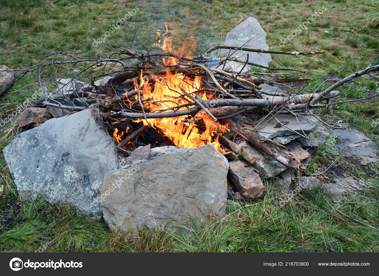 Campfire Fire Pit Stock Photo Bkcory 218703800 Campfire Fire Pit Stock Photo