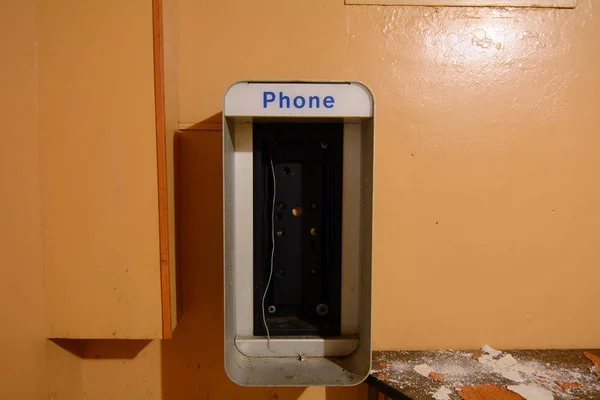 Damaged Interior Pay Phone — Stock Photo, Image