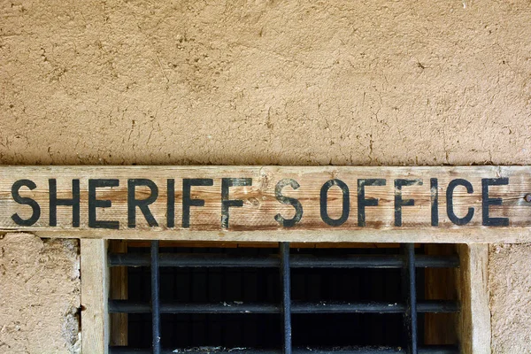 Signo Madera Del Viejo Estilo Del Oeste Para Oficina Los — Foto de Stock