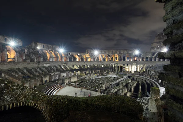 Roman Colosseum Flavian Amphitheatre Interior Night Tour Piazza Del Colosseo — Stock Photo, Image