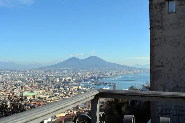 Nápoles Monte Vesúvio Vista Terraço — Fotografia de Stock