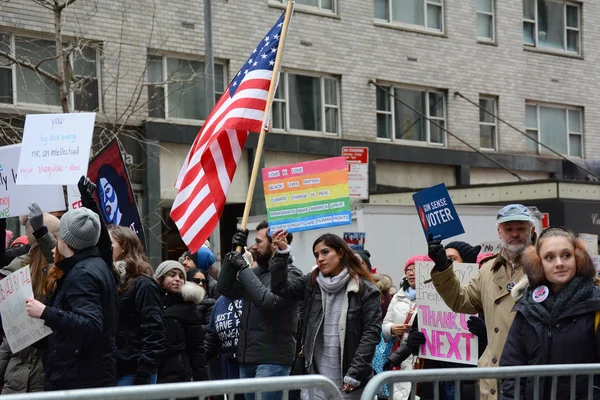 People Womens March 6Th Avenue Midtown Manhattan Usa January 2019 — Stock Photo, Image